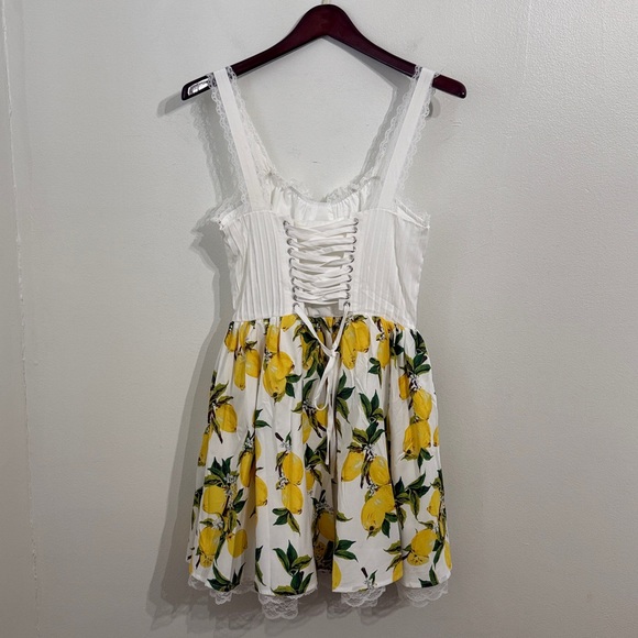 FASHION NOVA Mini Dress Womens Small White Yellow Coquette NWT - Picture 4 of 13